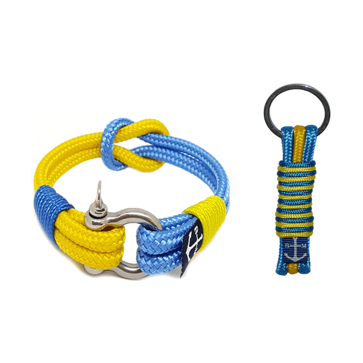 Yellow and Blue Rope Bracelet and Keychain